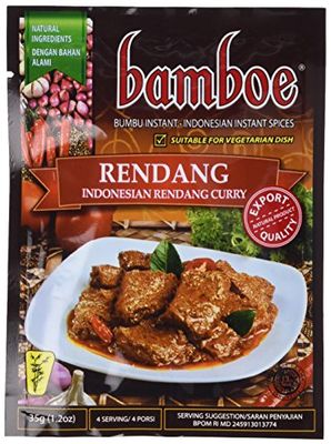 bamboe - RENDANG - INDONESIAN DRY CURRY PASTE - INDONESIAN INSTANT SPICES - 6 x 1.2 OZ 36 g - Product of Indonesia by Bamboe