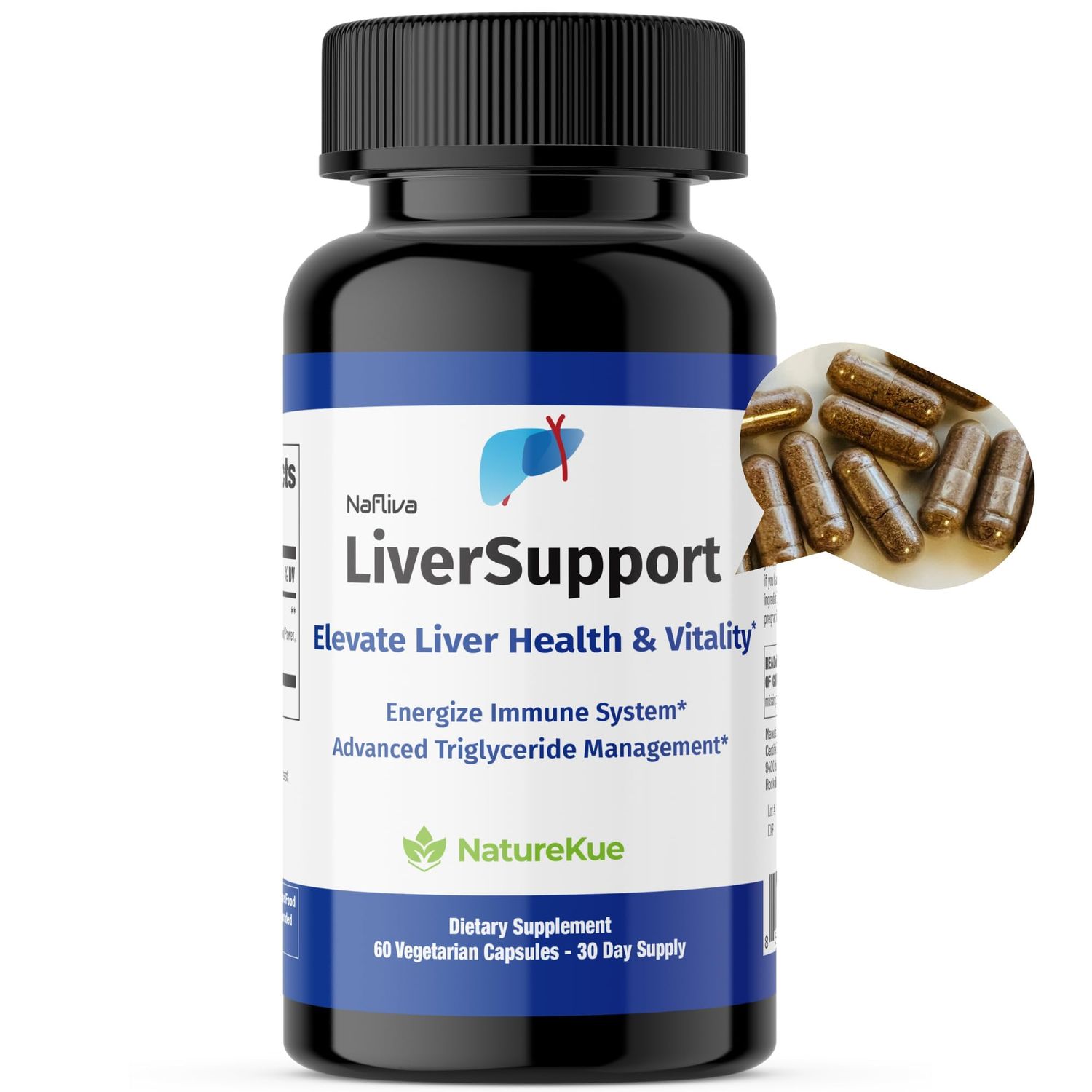 NatureKue LiverSupport - Advanced Health Supplement with Deepure Tea &amp; Milk Thistle Supports Natural Detox, Antioxidant &amp; Energy 60 Vegetarian Capsules