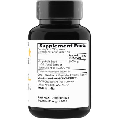 MONOHERB Grapefruit Seed Extract 1000 mg - 90 Vegetarian Capsules