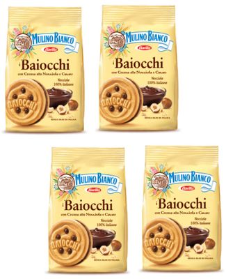 Mulino Bianco: i Baiocchi Cookies with cream hazelnut and cocoa - 9.17 Oz 260g - Pack of 4 Italian Import