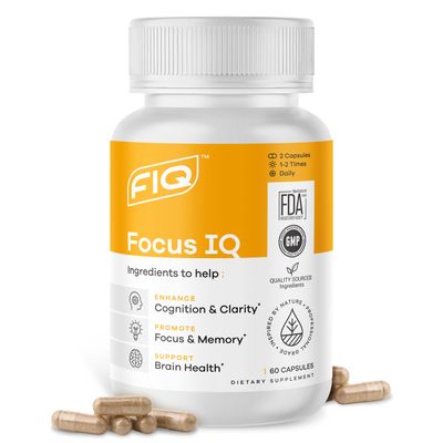 FIQ - Focus IQ - Brain Supplements for Memory and Focus - Memory Supplements - Cognitive Support - 60 Capsules