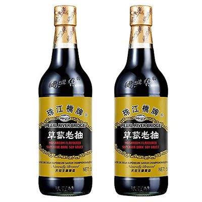 Pearl River Bridge Mushroom Flavored Superior Dark Soy Sauce, 16.9 Ounce Pack of 2