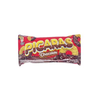 PICARAS Galletas Banadas en Chocolate 240 gr. 6 units of 40 gr. 24 cookies.