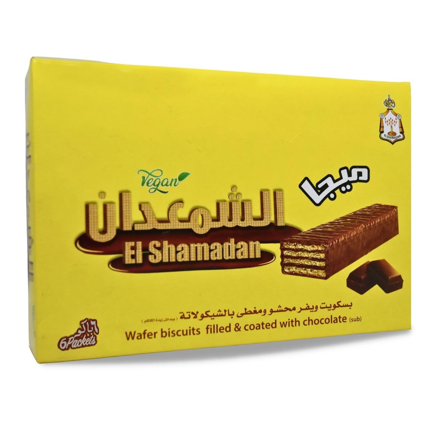?? 6 Pcs Mega El Shamadan Wafer Biscuits Filled &amp; Coated With Chocolate Cookies Roll Wafers Crispy Snacks Baked Batches Bakery Delicious Sweet Kids Adults Vegan Halal ???????? ?????? ???? ????? ???...