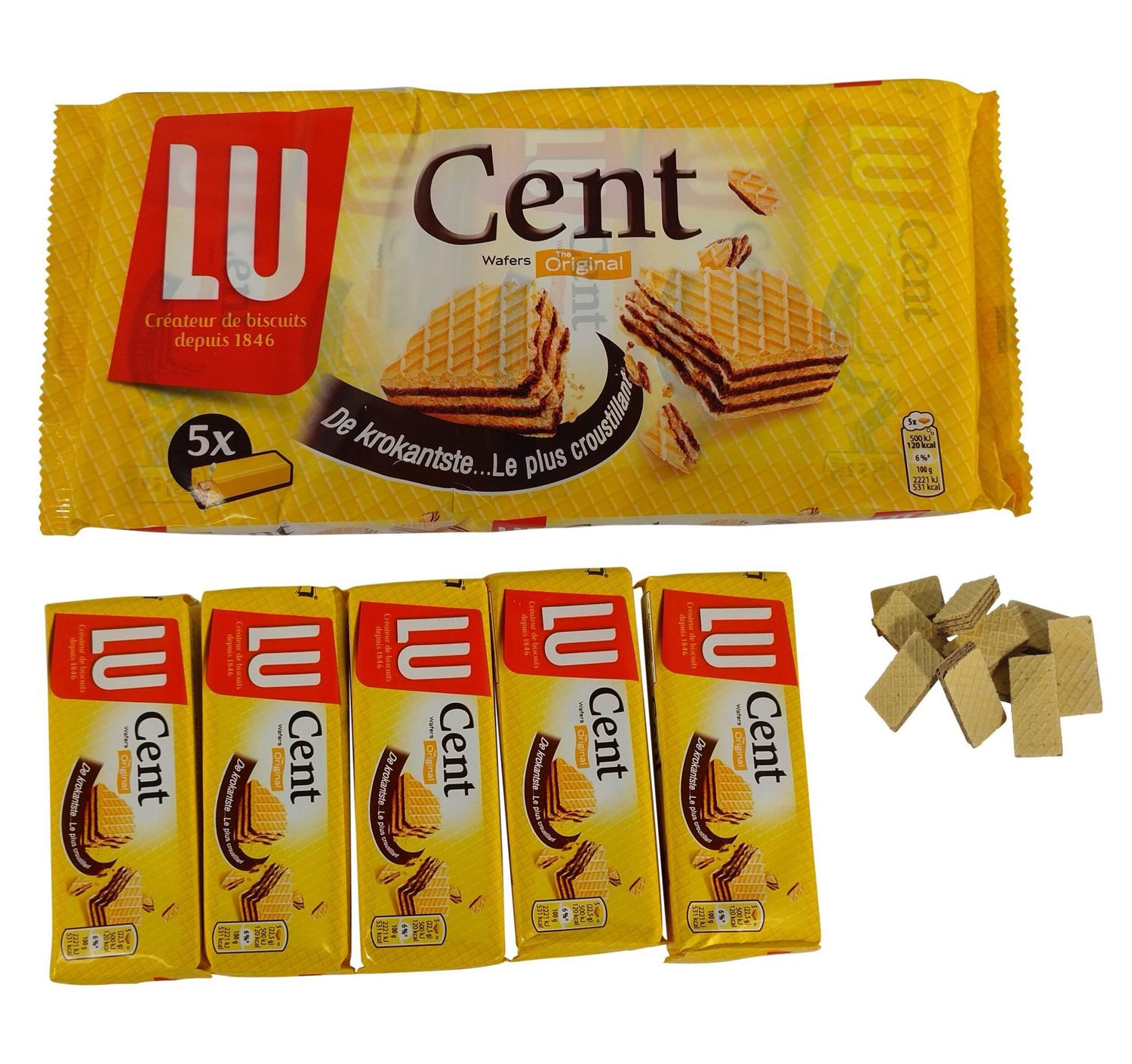 Lu Cookies Cent Wafers Chocolatewafers Cookies 5 Pieces Lu Biscuits Belgian Cookies 7,9 Ounce Total