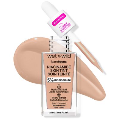 wet n wild Bare Focus Skin Tint, 5 Niacinamide Enriched, Buildable Sheer Lightweight Coverage, Natural Radiant Finish, Hyaluronic &amp; Vitamin Hydration Boost, Cruelty-Free &amp; Vegan - Buff