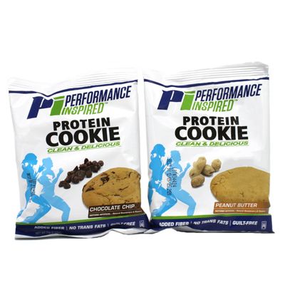 Performance Inspired Nutrition Mixed Protein Cookie Box - 12 Pack - 6 Chocolate Chip &amp; 6 Peanut Butter - 14-15G Protein, 6-7G Fiber - All-Natural, No Sugar Alcohols
