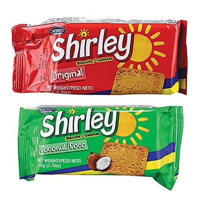 Wibisco Shirley Biscuits Mixed Flavor 4 Packs of 3.7oz Each, 2 Original 2 Coconut
