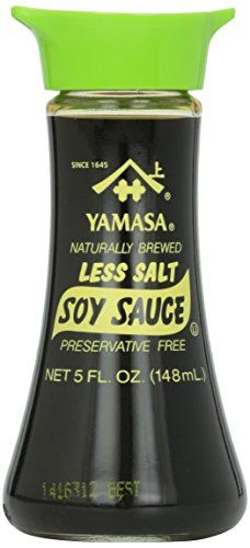 Yamasa Soy Sauce, Naturally Brewed Less Salt Low Sodium Preservative Free in Glass Dispenser, 5 fl oz Pack of 1