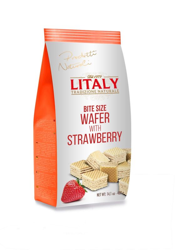 Litaly Bite Size Wafers with Strawberry, 14.1 Ounce