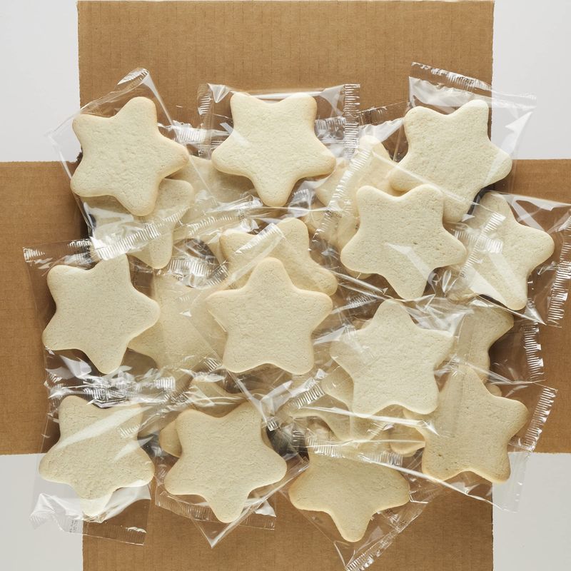 50-Pack Nut-Free Uniced Star Shaped Smiley Cookie Sugar Cookies