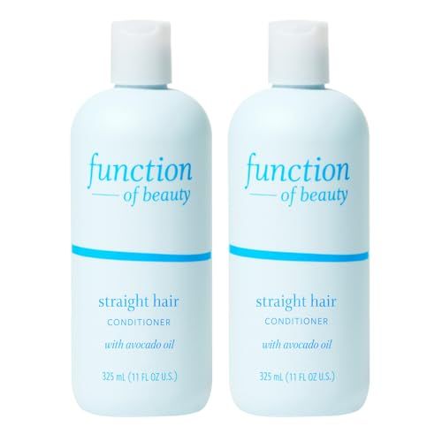 FUNCTION OF BEAUTY Straight Hair Conditioner, 11 oz Each 2-Pack - Formulated with Avocado Oil to Hydrate and Seal in Moisture, Sulfate-Free, Customizable Haircare