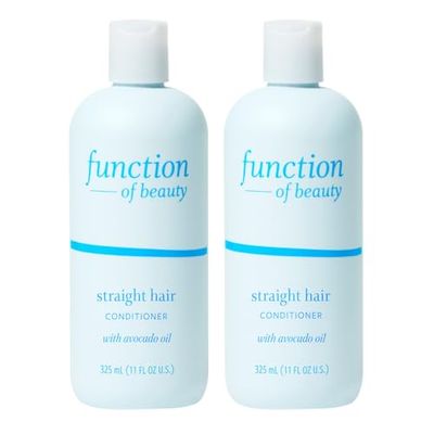 FUNCTION OF BEAUTY Straight Hair Conditioner, 11 oz Each 2-Pack - Formulated with Avocado Oil to Hydrate and Seal in Moisture, Sulfate-Free, Customizable Haircare