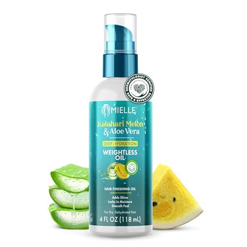 Mielle Weightless Hair Oil - Kalahari Melon &amp; Aloe Vera Deep Hydration Hair Treatment for Dry, Curly and Textured Hair - Lightweight, Non-Greasy Formula for Long-Lasting Hydration 4 fl oz