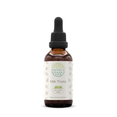 HerbEra Milk Thistle B60 Alcohol-Free Herbal Extract Tincture, Concentrated Liquid Drops Natural Milk Thistle Silybum marianum Dried Seed 2 fl oz