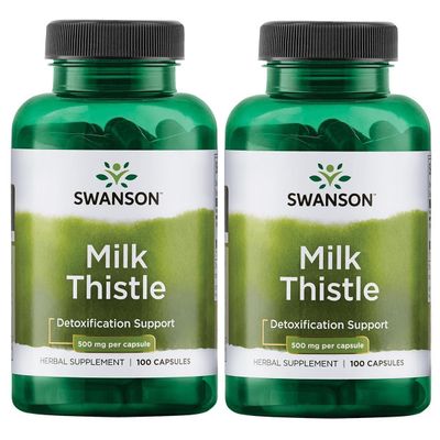 Swanson Milk Thistle - Herbal Liver Support Supplement - Natural Formula Helping to Maintain Overall Health &amp; Wellbeing - 100 Capsules, 500mg Each 2 Pack