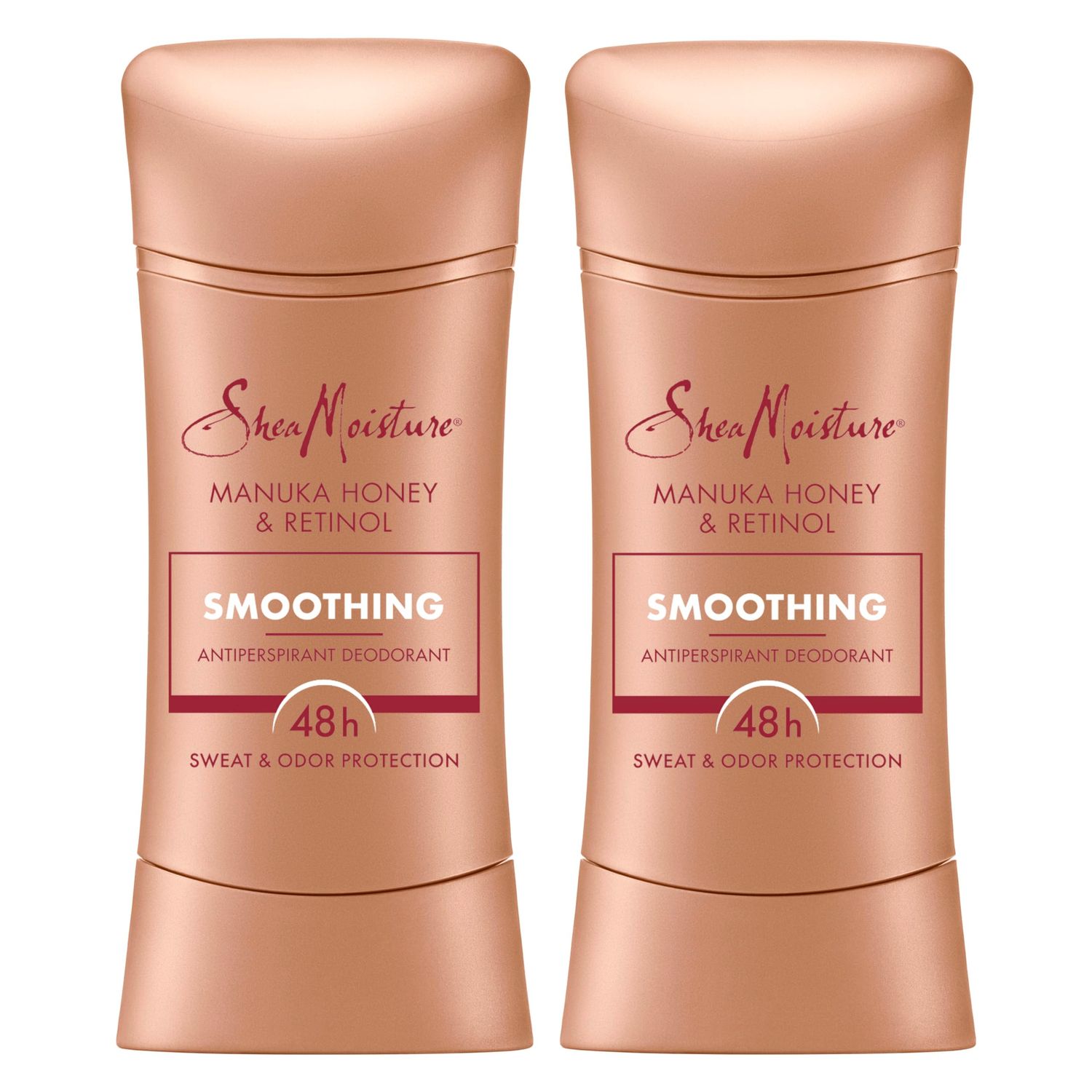 SheaMoisture Antiperspirant Deodorant Stick Smoothing Manuka Honey &amp; Retinol Pack of 2 for 48HR Sweat &amp; Odor Protection with No Parabens &amp; No Mineral Oil 2.6 oz