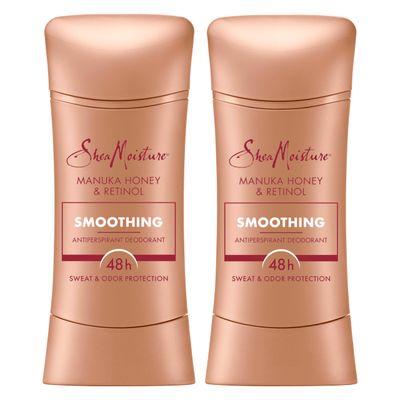 SheaMoisture Antiperspirant Deodorant Stick Smoothing Manuka Honey &amp; Retinol Pack of 2 for 48HR Sweat &amp; Odor Protection with No Parabens &amp; No Mineral Oil 2.6 oz