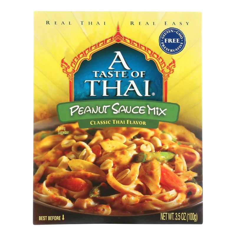 A Taste of Thai Peanut Sauce Mix - 3.5oz Pack of 6 Pack Ready-to-Use Sauce Flavored with Classic Thai Spices Use for Noodles Soups Stews Dips Salad Dressing &amp; More Non-GMO Gluten-free
