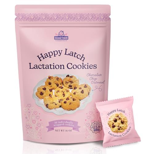 Happy Latch Lactation Cookies, Fresh Batch, Chocolate Chip Oatmeal, Made in USA, Natural Ingredients, No Preservatives, 16 Individually Wrapped Cookies, Soft and Chewy, Whole Rolled Oats, Brewers Y...