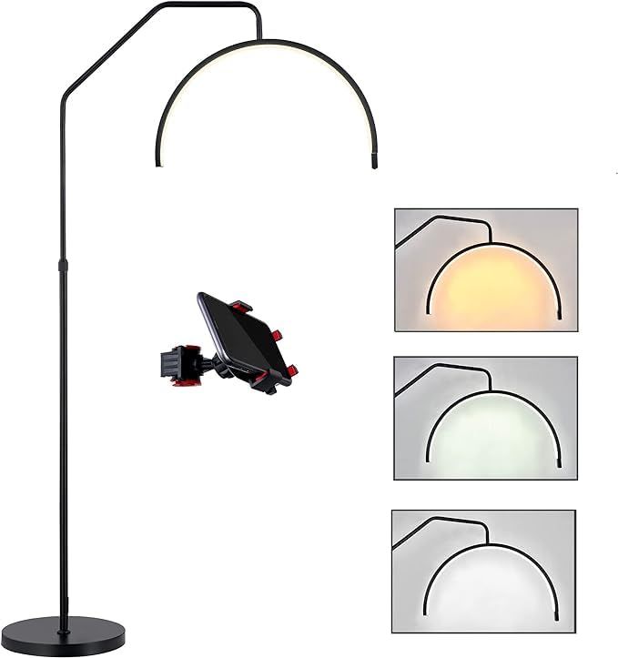 LeeZM Lash Lamp Lash Light for Eyelash Tech,Dimmable Led Half Moon Light, Esthetician Light,Tattoo Light, Pmu Lamp,Facialist Moon Lamp,Floor Lighting for Beauty,Skincare,Lashes,EyebrowsBlack