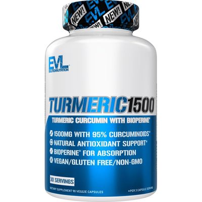 Herbal Relief Turmeric Curcumin with Bioperine - EVL 1500mg 95 Curcuminoid Turmeric Curcumin with Black Pepper for Digestive Skin Immunity Liver and Joint Support - Non GMO Vegan Supplement