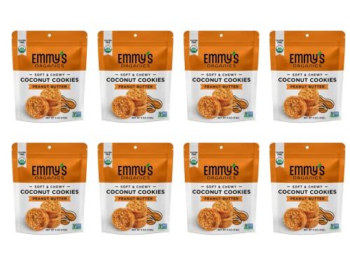 Emmy&#39;s Organics Peanut Butter Coconut Cookies, 6 oz Pack of 8