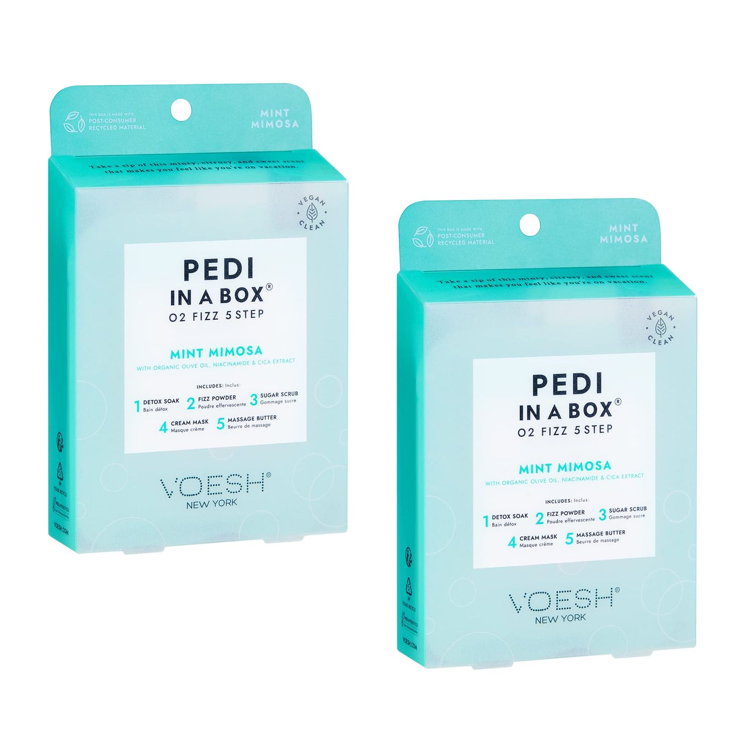 VOESH Pedi in a Box O2 Fizz, 2 Pack Mintmosa, Detoxifying Spa Pedicure, DIY Pedi, At-Home Pedi, Pedi in a Box, Spa Foot Treatment, Vegan Beauty, Foot Detox, Pedicure Prep