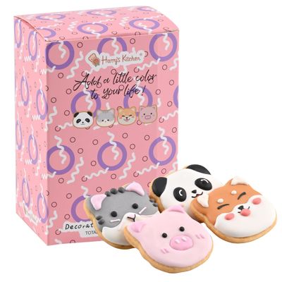 Harrys Kitchen Cute Animal Theme Cookie Gift Set - 4 Handcrafted Cookies, Individually Wrapped, Nut-Free, Perfect for Kids &amp; Animal Lovers