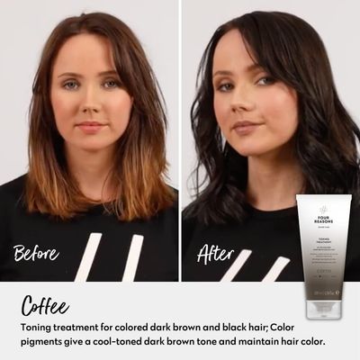 Four Reasons Color Mask - Coffee - 27 Colors Toning Treatment, Color Depositing Conditioner, Tone & Enhance Color-Treated Hair - Semi Permanent Hair Dye, Vegan and Cruelty-Free, 6.76 fl oz