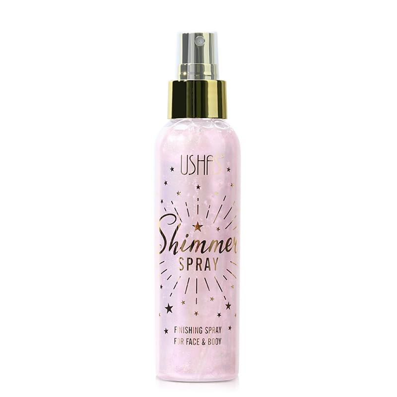 USHAS Body Glitter Spray 3.72 fl.oz - Temporary Body Shimmer Spray for Face, Hair, Clothing, Long Lasting Quick-Drying Shiny for Music Festival Rave 01