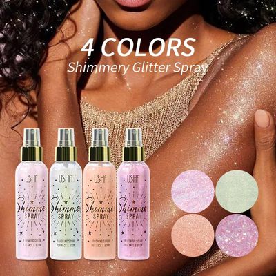 USHAS Body Glitter Spray 3.72 fl.oz - Temporary Body Shimmer Spray for Face, Hair, Clothing, Long Lasting Quick-Drying Shiny for Music Festival Rave 01