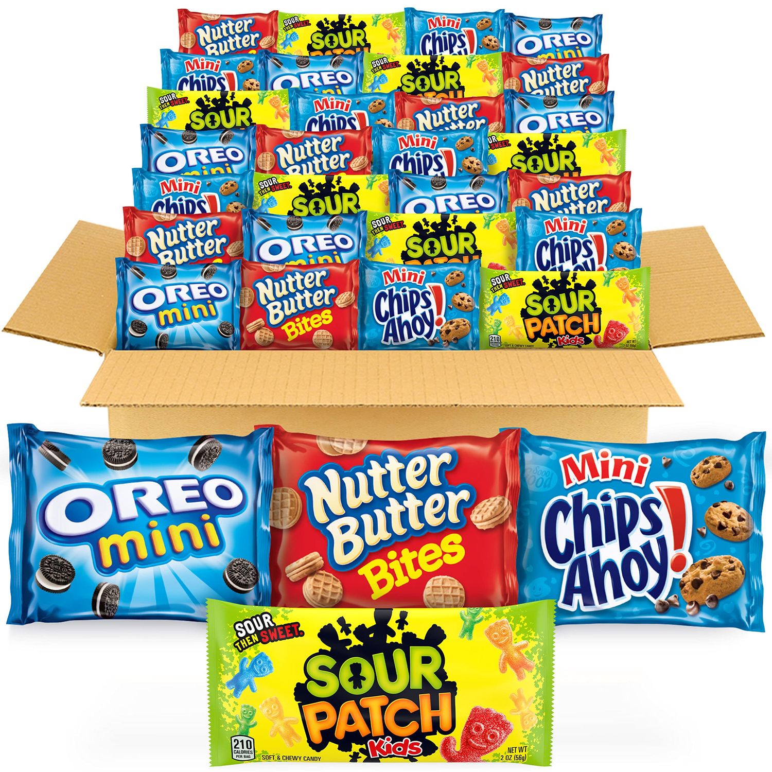OREO Mini Cookies, CHIPS AHOY! Mini Cookies, SOUR PATCH KIDS Candy &amp; Nutter Butter Bites Cookies &amp; Candy Variety Pack, 32 Snack Packs