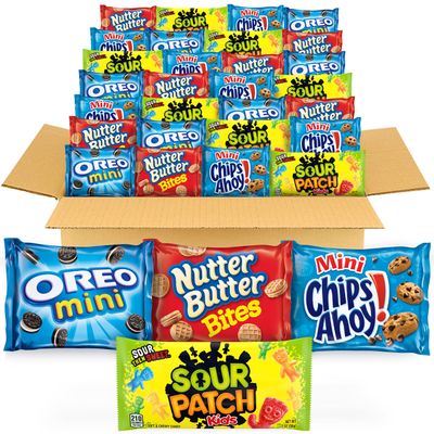 OREO Mini Cookies, CHIPS AHOY! Mini Cookies, SOUR PATCH KIDS Candy &amp; Nutter Butter Bites Cookies &amp; Candy Variety Pack, 32 Snack Packs