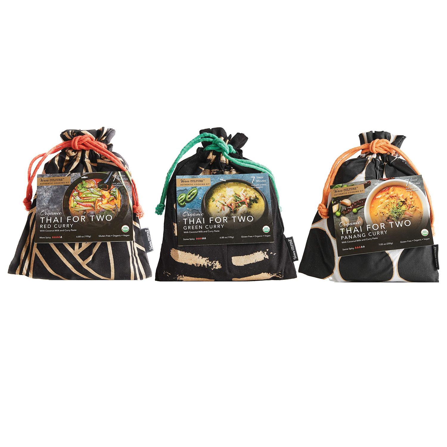 Verve Culture Thai for Two - Organic Thai Curry Cooking Sampler Kit USDA Organic, Vegan, Gluten-Free Made in Thailand