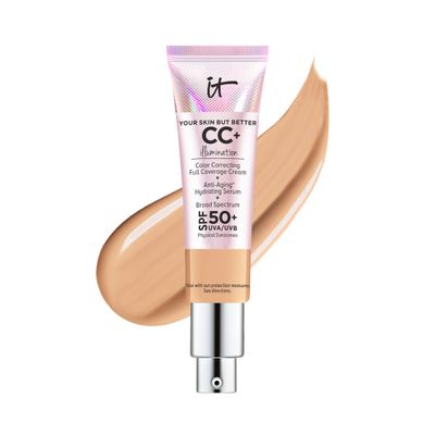 IT Cosmetics CC Cream Illumination Medium Tan - Full-Coverage Foundation With SPF 50, Color Corrector &amp; Anti-Aging Serum, With Niacinamide &amp; Hyaluronic Acid, Radiant Finish, 1.08 fl oz