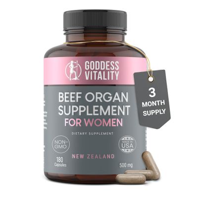 Optimal Carnivore Beef Organ Supplement for Women, Primal &amp; Ancestral Organ Meat Supplements with Uterus &amp; Liver for Hormone Balance &amp; Energy - 90 Day Supply
