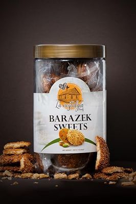 La Nostalgia Foods Barazek Sweets, Sesame seeds and pistachio Cookie, Halal, Jars, 350g 12.3oz each jar.