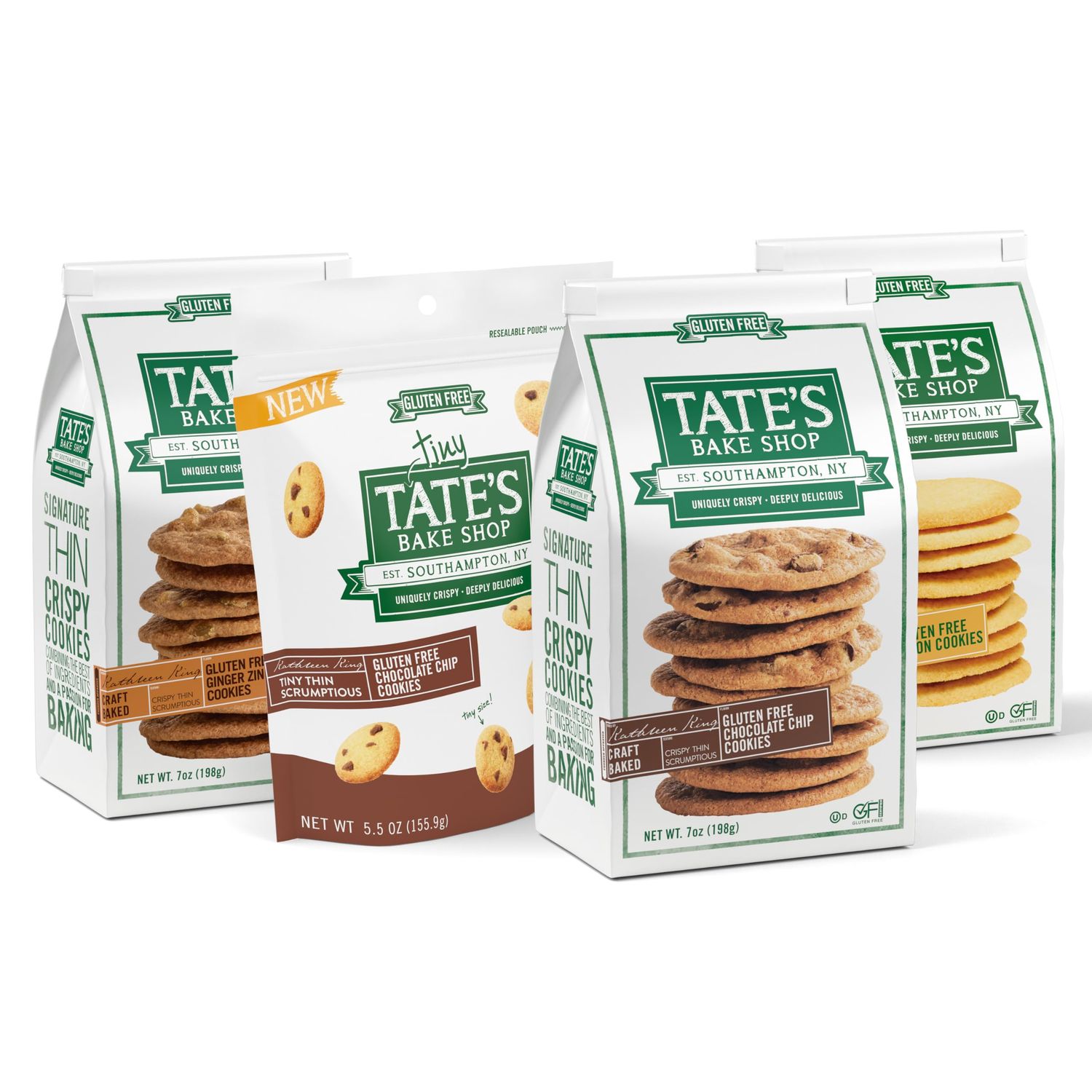 Tate&#39;s Bake Shop Gluten Free Cookies Variety Pack, Lemon, Ginger Zinger, Chocolate Chip, and Tiny Chocolate Chip Cookies, 4 Bags