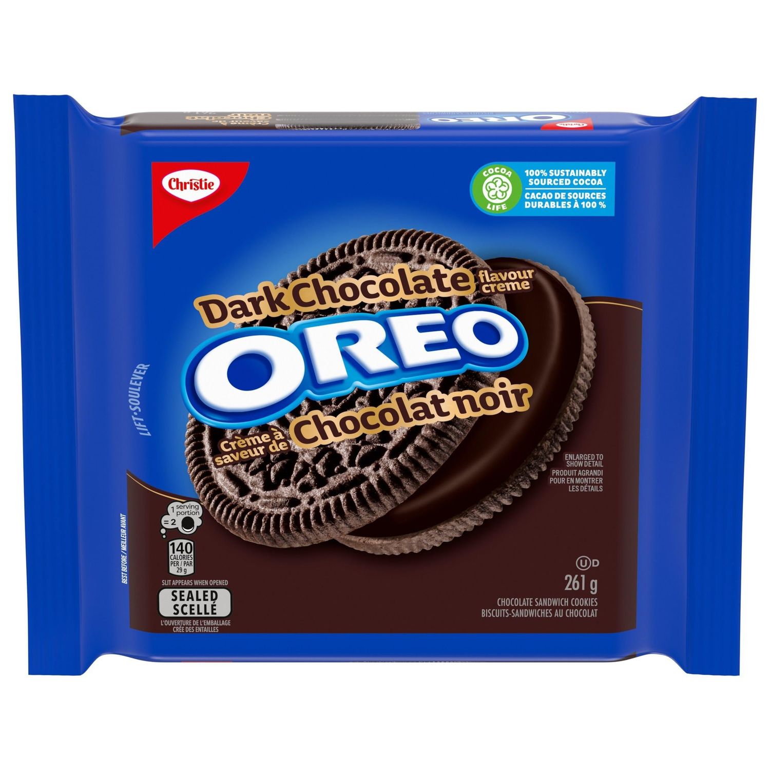 OREO Dark Chocolate Sandwich Cookies, 261 g