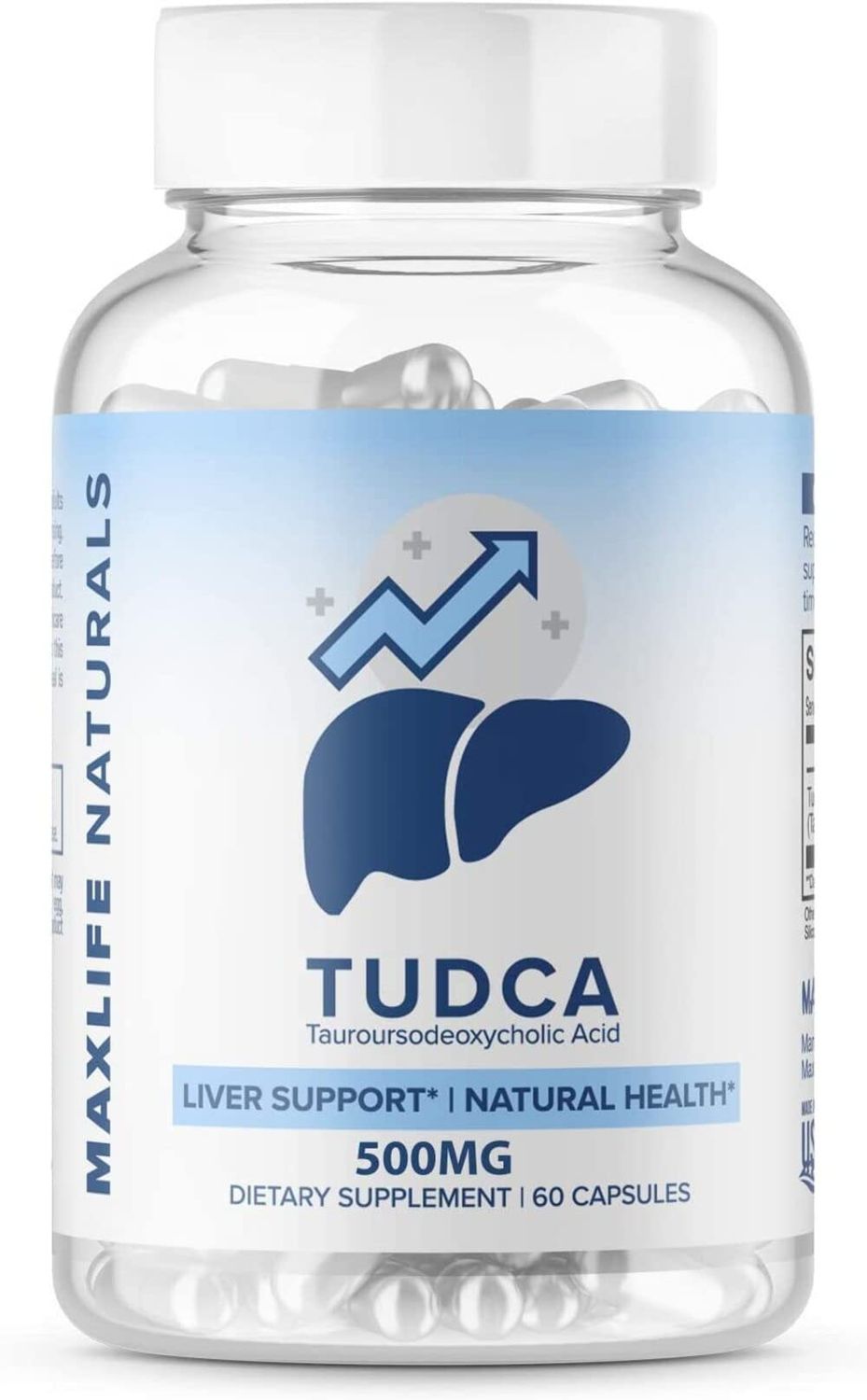 Tudca Liver Support Supplement - Tudca 500mg 60 Servings - Liver Cleanse - Liver Rescue Aid Bile Salts - Tudca Bile Salt - Assist Liver Detox Cleanse Tudca Supplement Tauroursodeoxycholic Acid