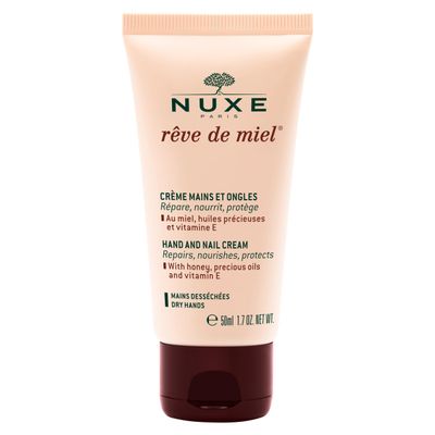 Nuxe Reve de Miel Honey-Infused Hand and Nail Cream - Instant Relief Moisturizer with Shea Butter, Almond Oil &amp; Vitamin E for Dry Cracked Hands,1.7 oz