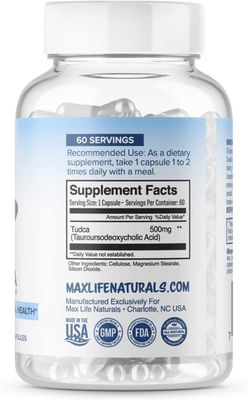 Tudca Liver Support Supplement - Tudca 500mg 60 Servings - Liver Cleanse - Liver Rescue Aid Bile Salts - Tudca Bile Salt - Assist Liver Detox Cleanse Tudca Supplement Tauroursodeoxycholic Acid