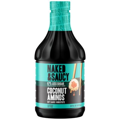 Naked &amp; Saucy Reduced Sugar Coconut Aminos, Soy Sauce Substitute, Gluten-Free, Soy-Free, Vegan, Paleo, 31 fl oz