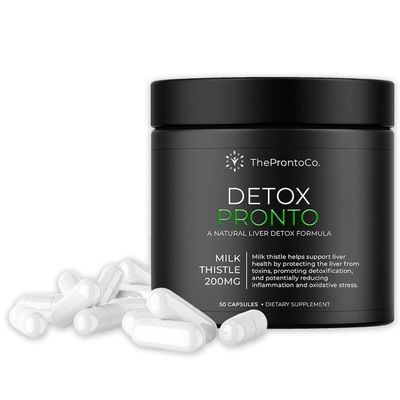 Pronto Liver Detox Supplement - Milk Thistle Extract 200mg, Liver Cleanse &amp; Support Pills, Detox Formula for Liver Health, 50 Capsules