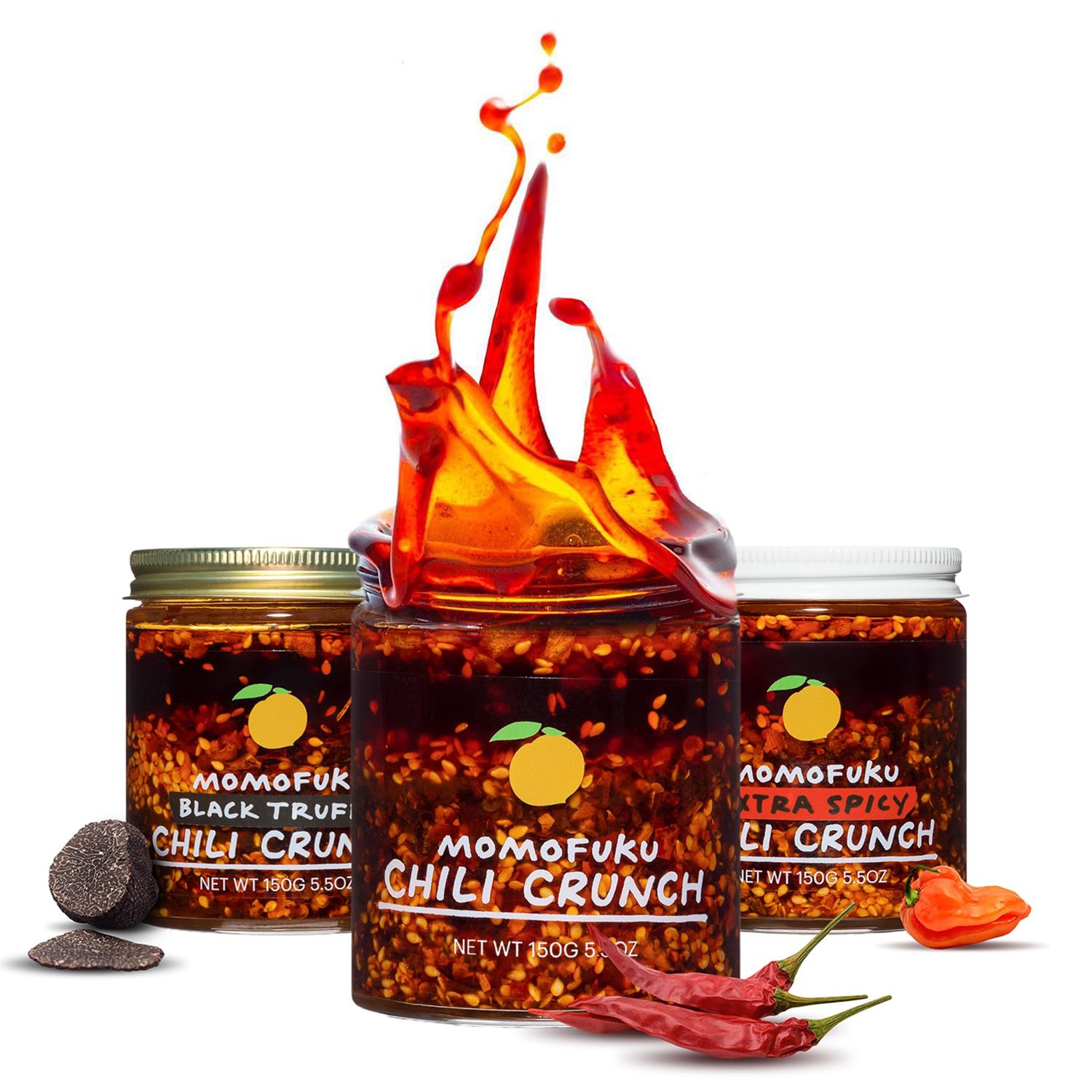 Momofuku Chili Crunch Variety Pack by David Chang, 3 Pack 5.5 Ounces Each, Chili Oil with Crunchy Garlic and Shallots, Spicy Chili Crisp Sauce or Ramen Topping