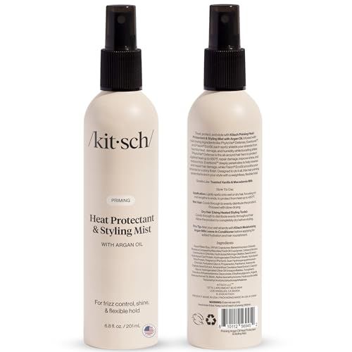 Kitsch Heat Protection Spray for Hair - Shield Strands Heat Protectant Hair Spray &amp; Styling Mist with Argan Oil, Frizz Control &amp; UV Protection - 6.8oz