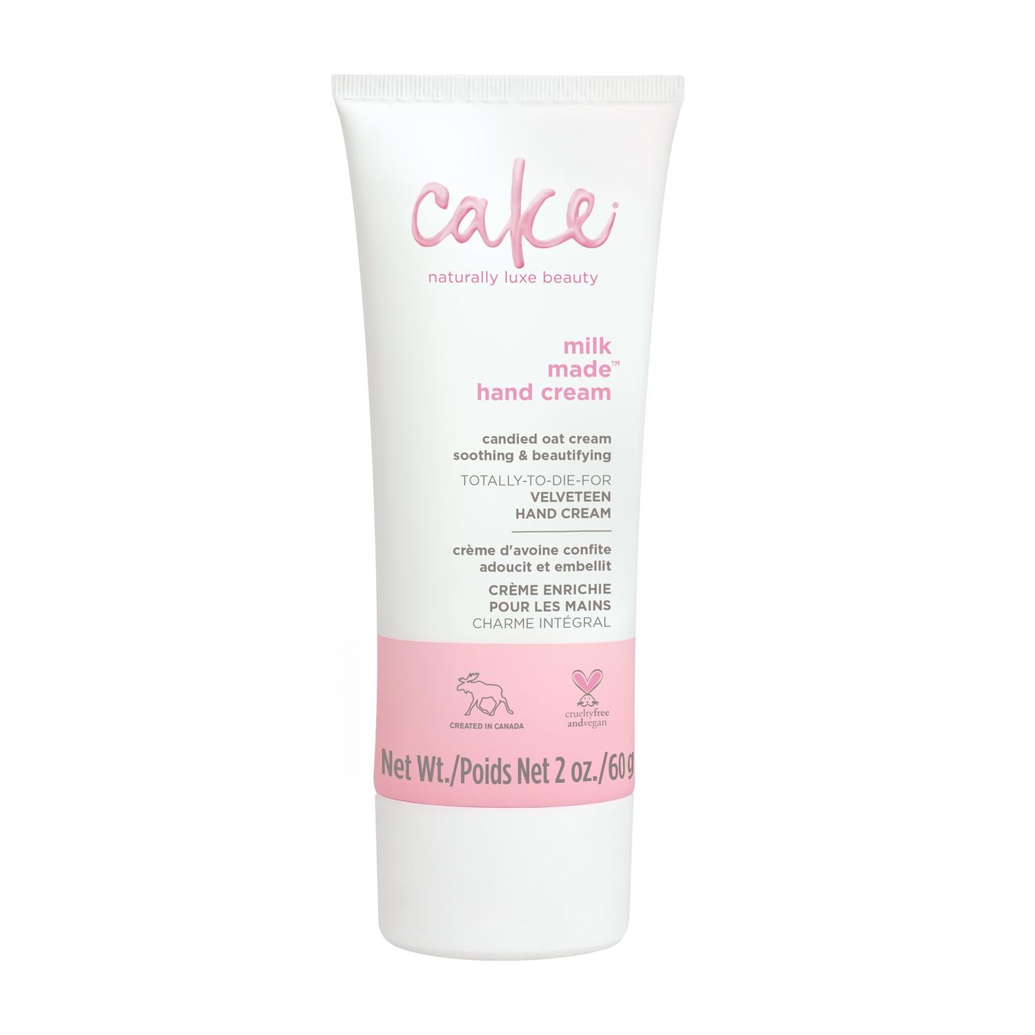 Cake Beauty Velveteen Hand Cream, Milk Made - Soothing, Lightweight Hand Cream - Oat Extract Concentrate, Marshmallow Root Extract &amp; Shea Butter - Travel Sized Hand Cream - 60 Ml
