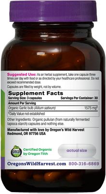 Oregon's Wild Harvest, Certified Organic Garlic Capsules, Non-GMO, 1575 MGS, 90 Count