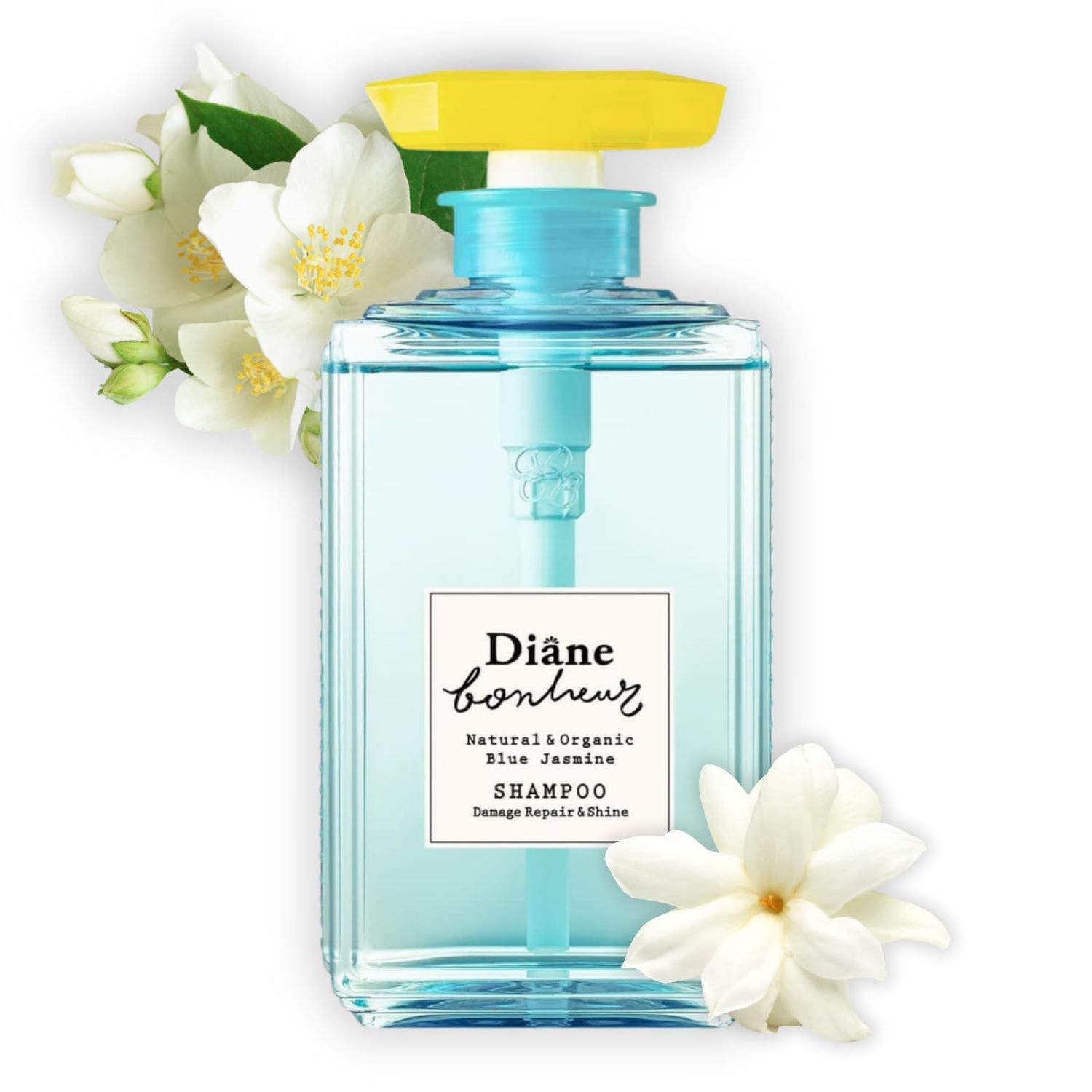 Moist Diane Hydrating Hair Shampoo for Women &amp; Men, Japanese Natural Moisturizing Haircare, Nourishing Dry &amp; Frizz Shampoo with Pump, Sulfate &amp; Silicone Free, Bonheur Blue Jasmine 16.9 Fl Oz500 mL